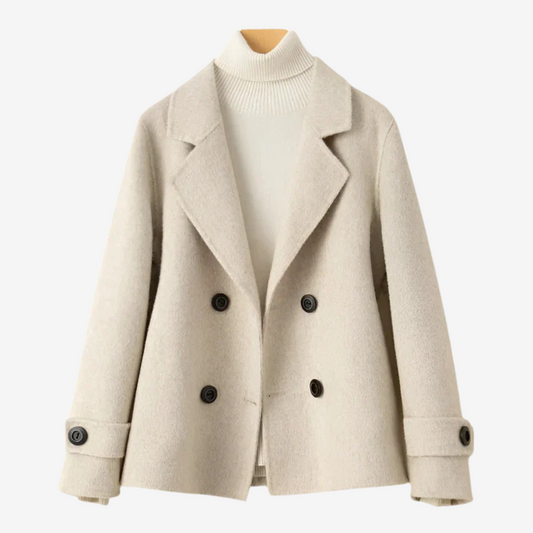 Women's Cashmere Blend Blazer with Open Front in Beige