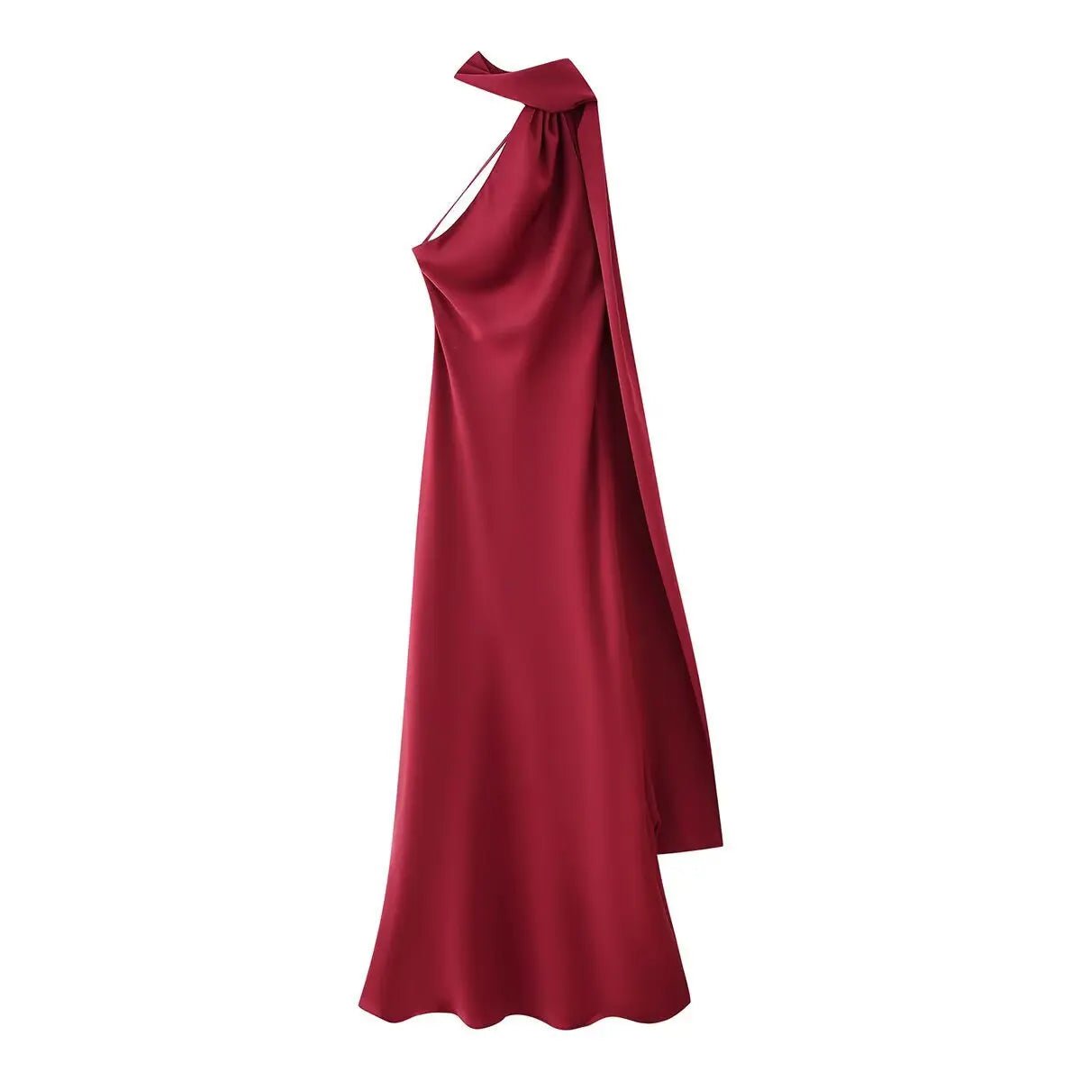 Women's Halter Neck Mermaid Maxi Dress with Cape-17