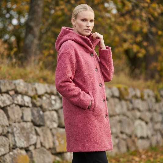 Women's Hooded Coat with Button Front and Side Pockets - photo 2