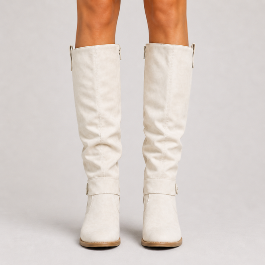 Women's Knee-High Boots with Buckle Detail-2