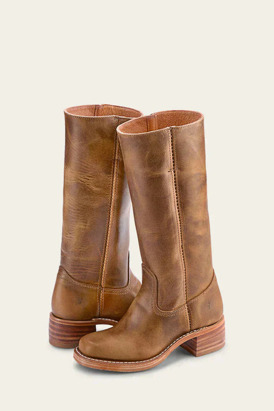 Women's Mid-Calf Boots with Contrast Heel and Stitching-2