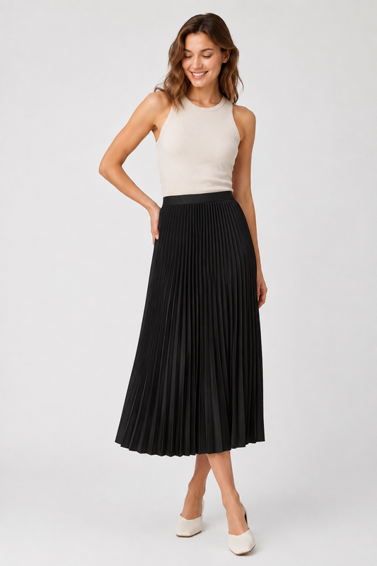Women's Pleated High-Waisted Midi Skirt - photo 2