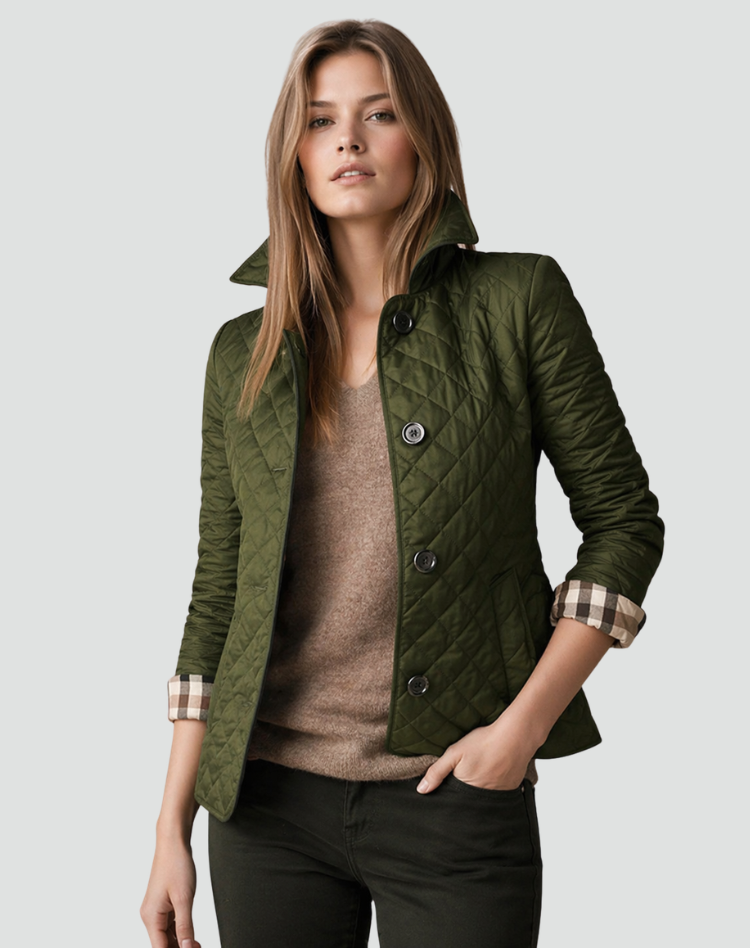 Women's Quilted Jacket with Contrast Collar – view 9