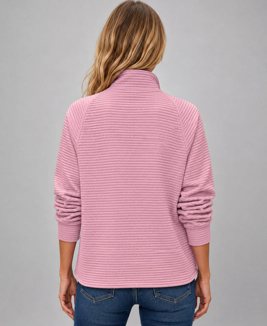 Women's Ribbed Half-Zip Jumper with Stand Collar - photo 2