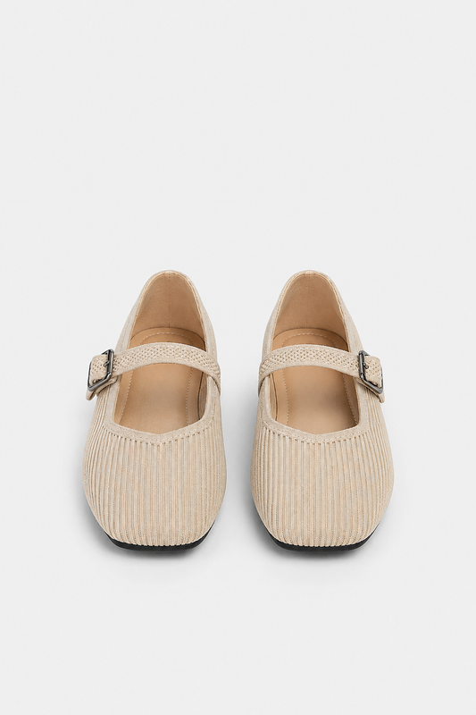 Women's Ribbed Mary Jane Flats with Buckle - photo 2
