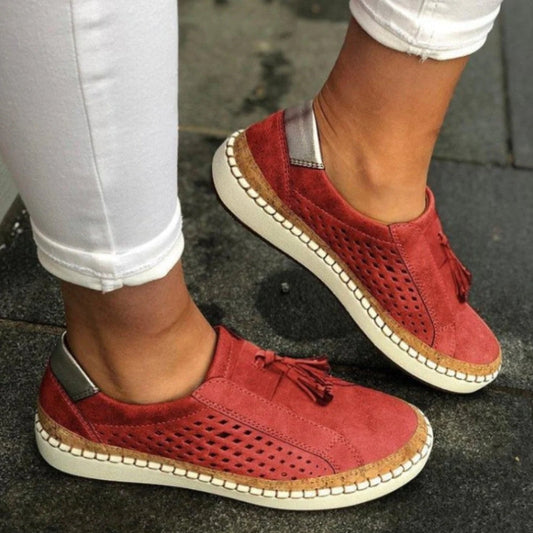 Women's Slip-On Shoes with Orthopedic Footbed in Red