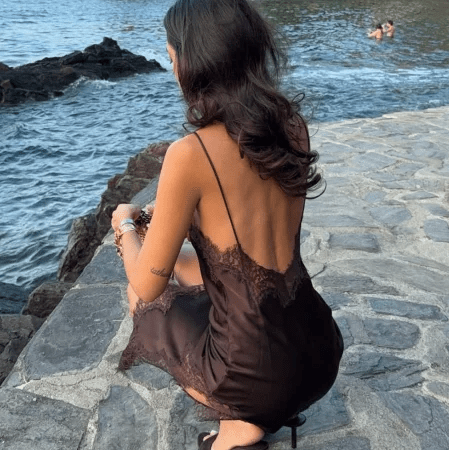 Women's Spaghetti Strap Lace Cocktail Mini Dress