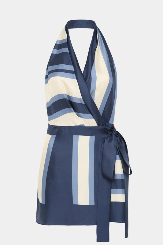 Women's Striped Mini Dress with Halter Neck