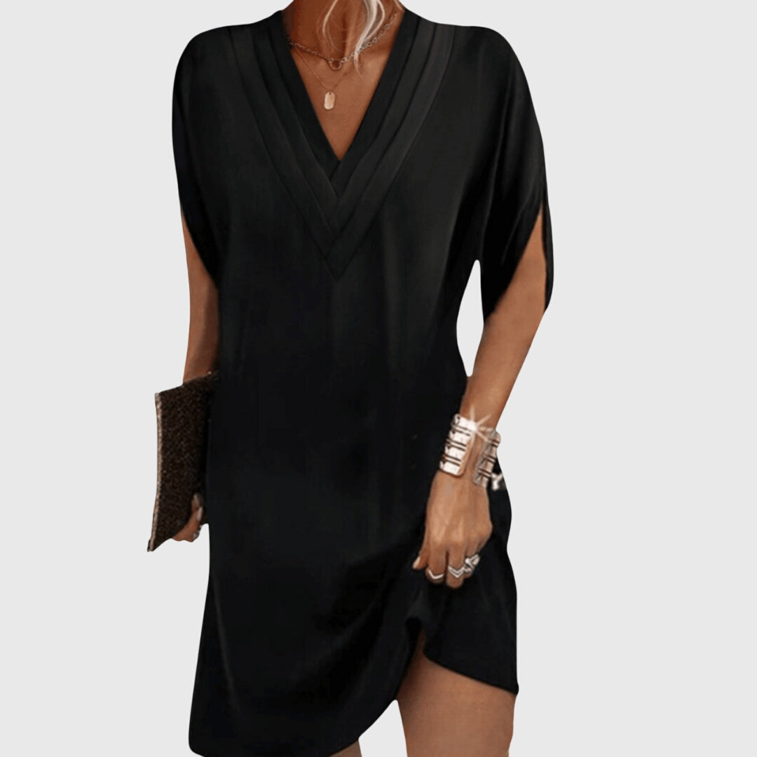 Women's Draped Dress with Gathered Waist