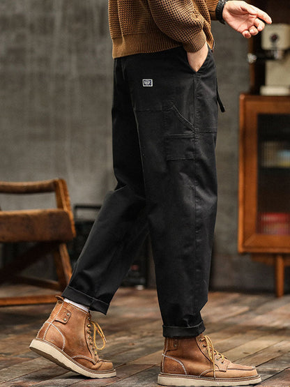 Men's Cargo Trousers with Zip Pocket and Cuffed Hem
