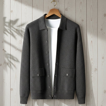 Men's Longline Cashmere Blend Jacket with Button Front