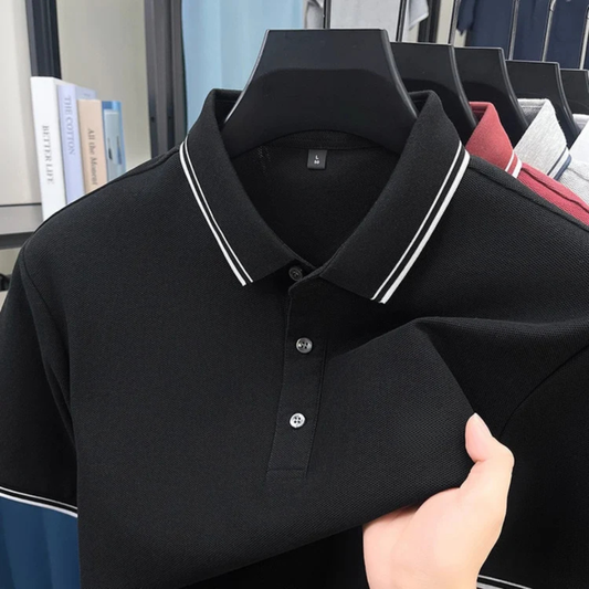 Men's Cotton Polo Shirt with Ribbed Collar