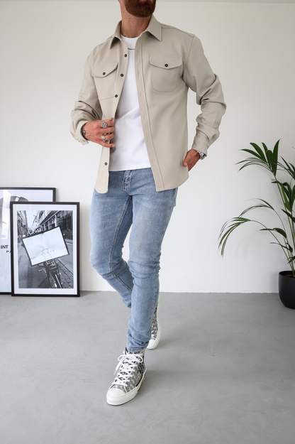 Men's Overshirt with Chest Pockets and Button Front