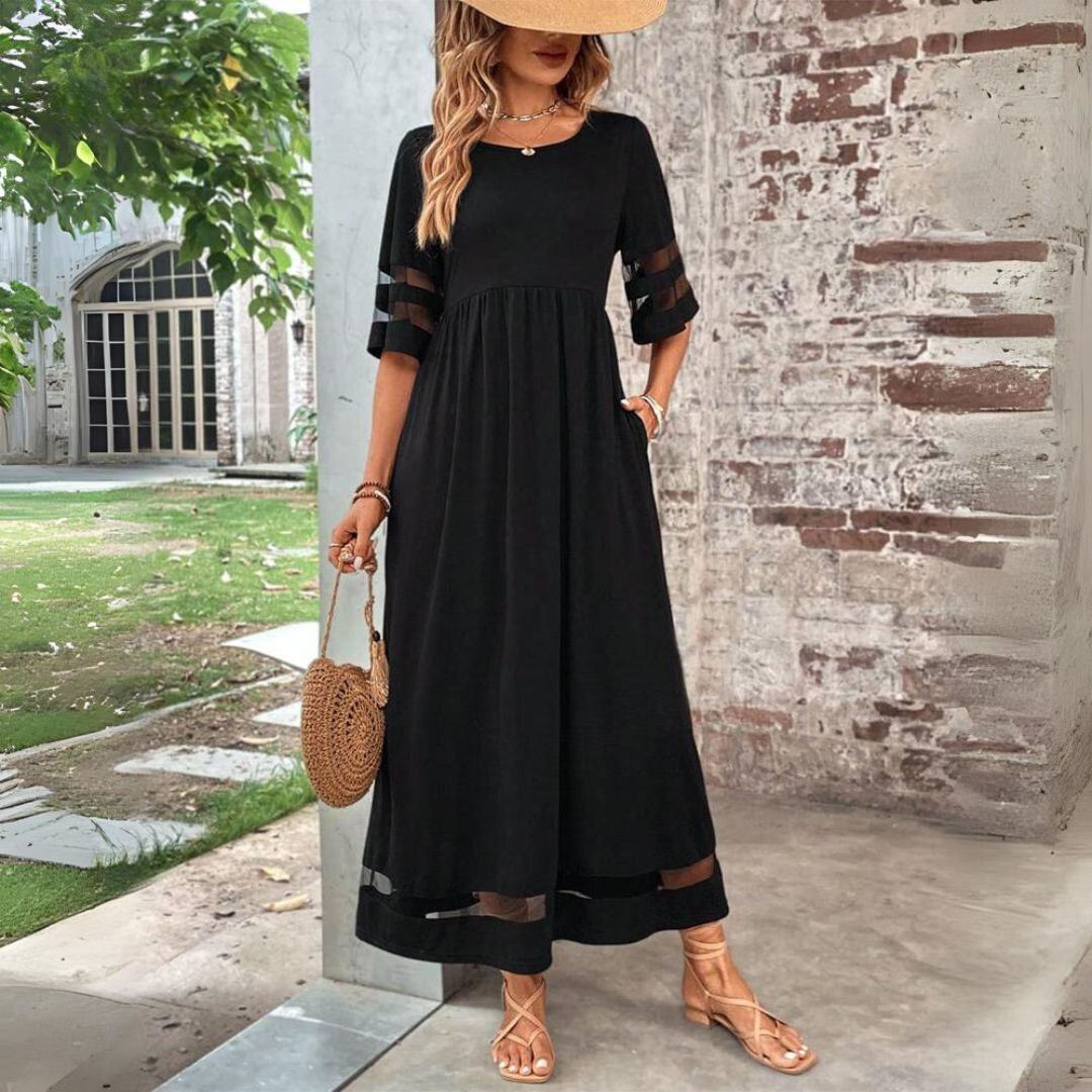 Women's Midi Dress with Gathered Front