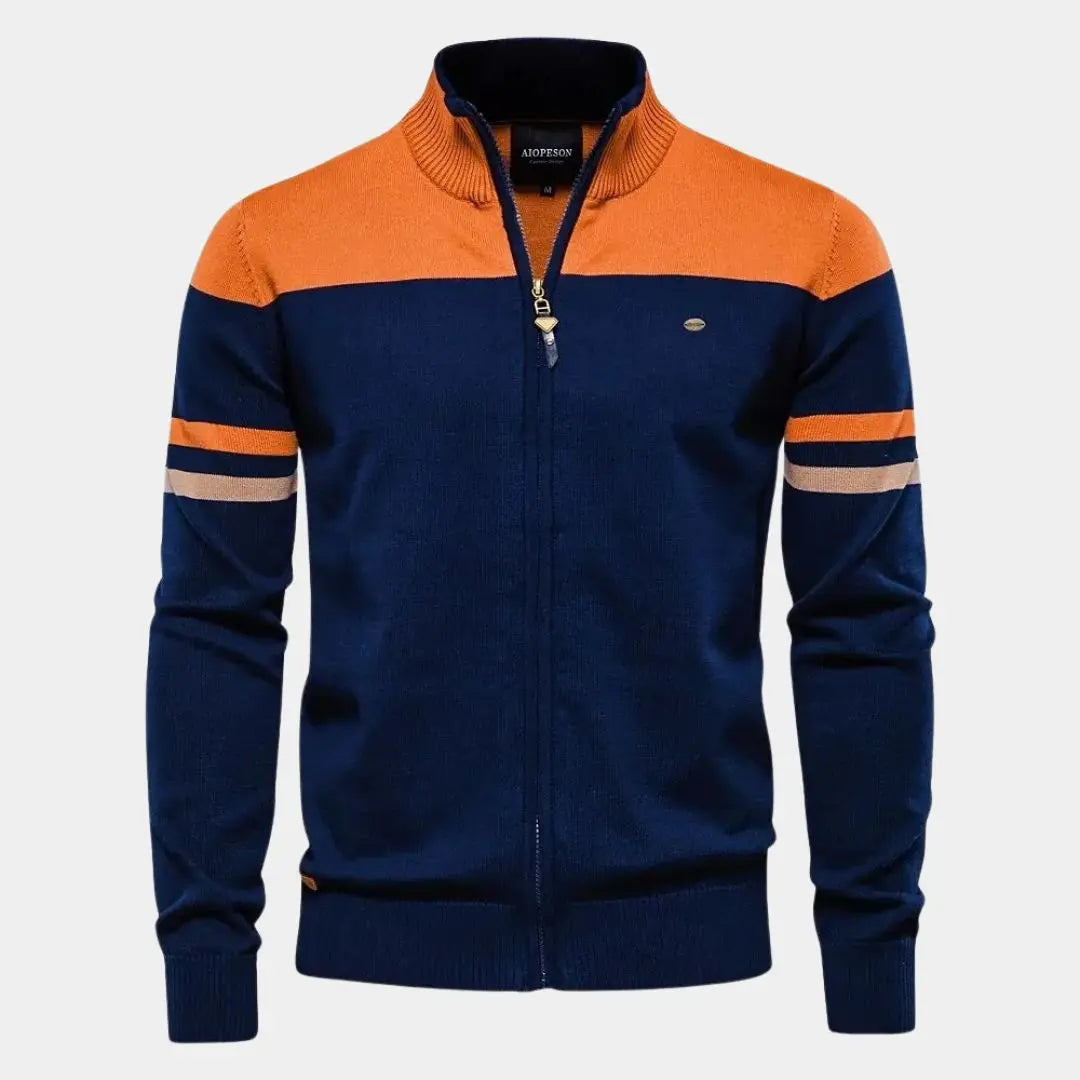 Women's Colour-Block Zip-Through Knit Cardigan