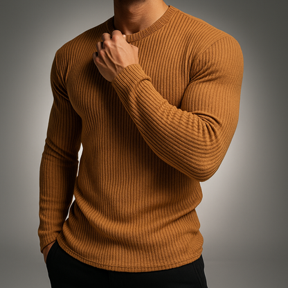 Men's Rib-Knit Jumper with Crew Neck