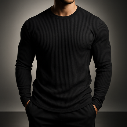 Men's Rib-Knit Jumper with Crew Neck