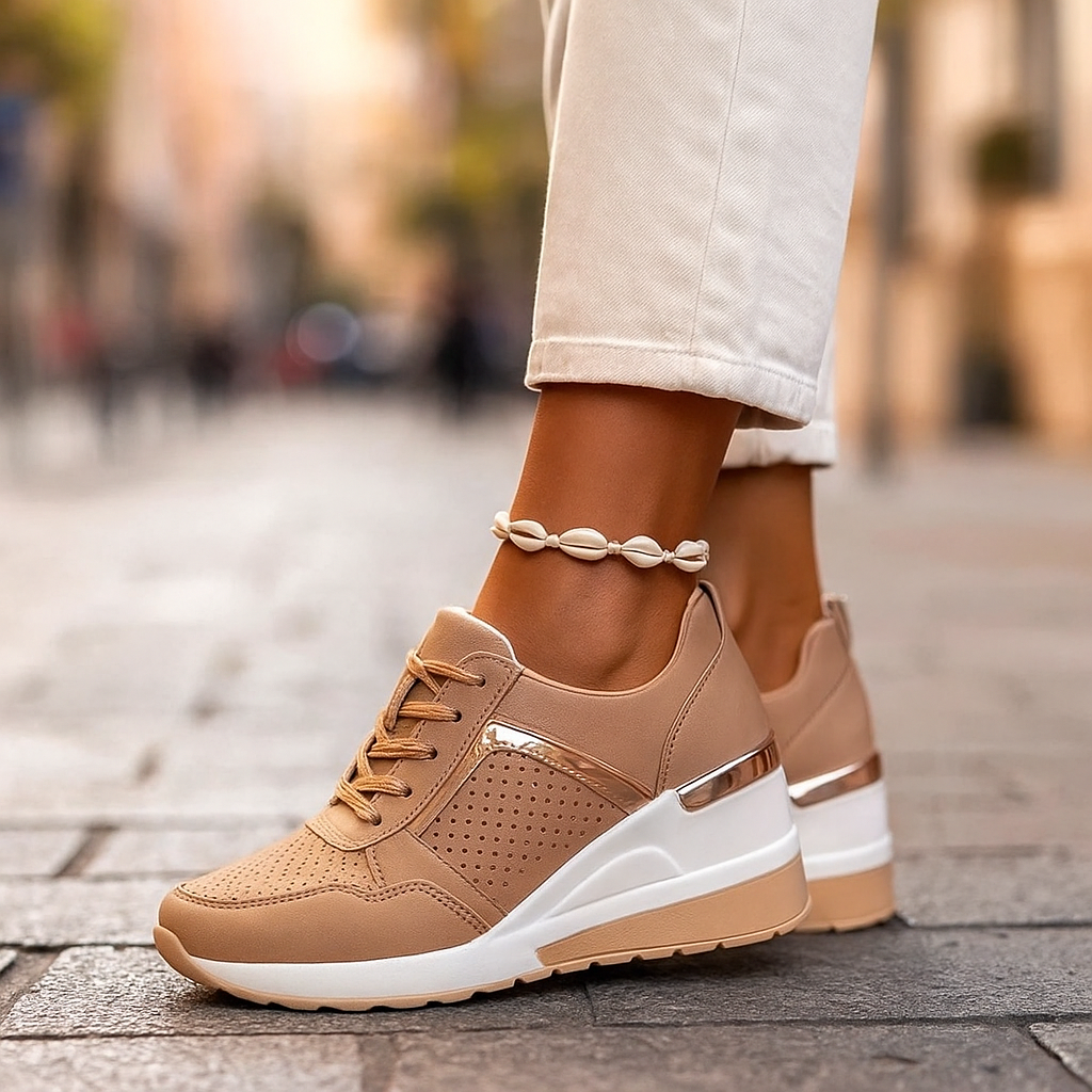 Women's Platform Sneakers with Lace-Up Front