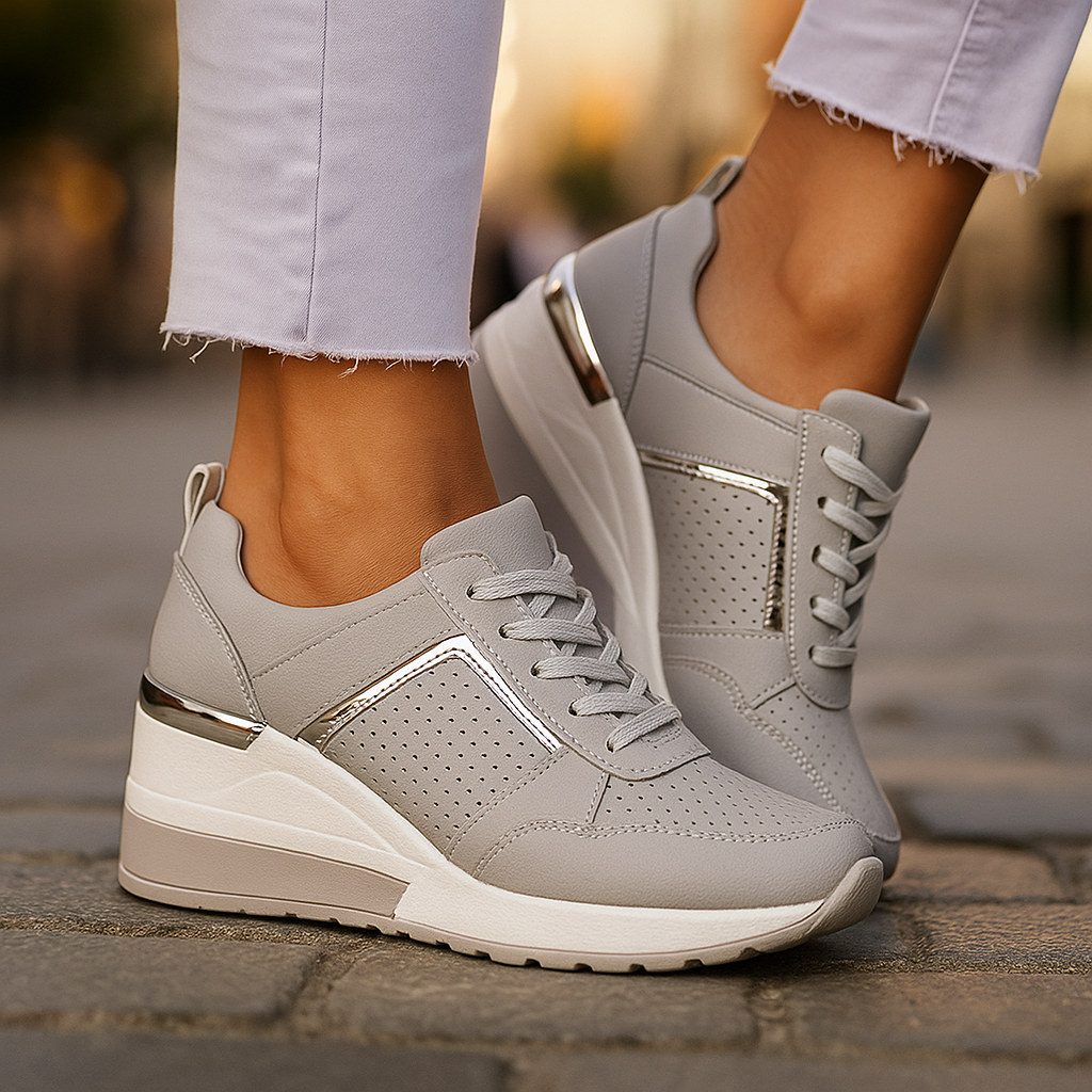 Women's Platform Sneakers with Lace-Up Front