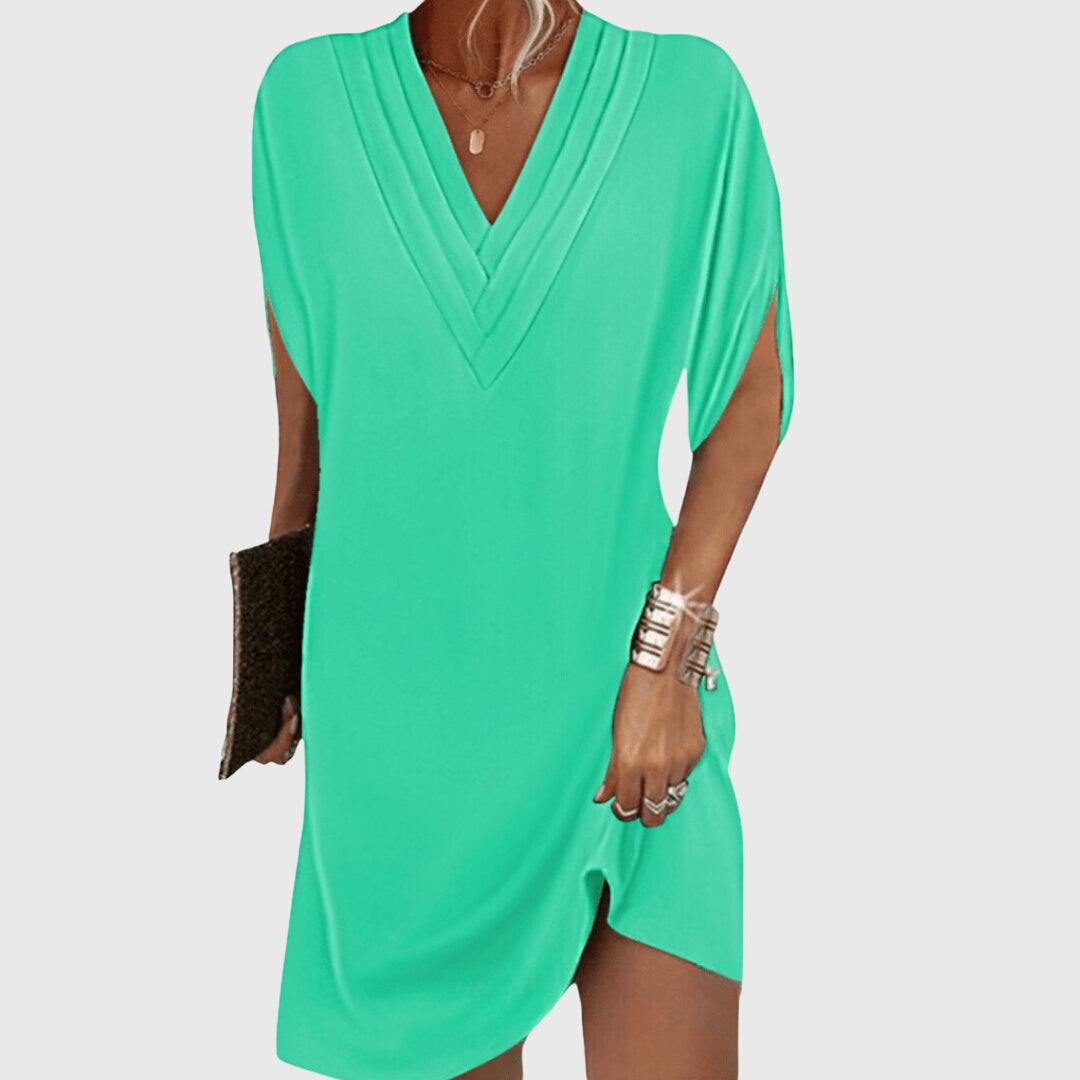 Women's Draped Dress with Gathered Waist