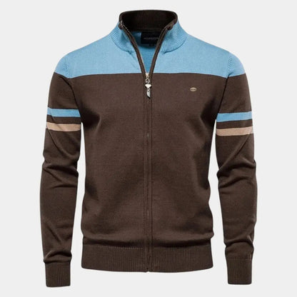 Women's Colour-Block Zip-Through Knit Cardigan