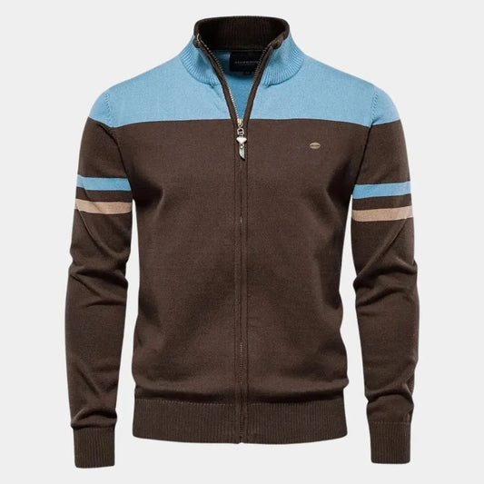 Women's Colour-Block Zip-Through Knit Cardigan