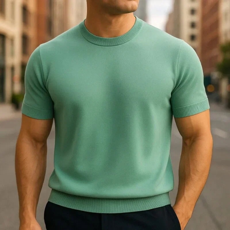 Men's Merino and Cashmere T-Shirt with Crew Neck