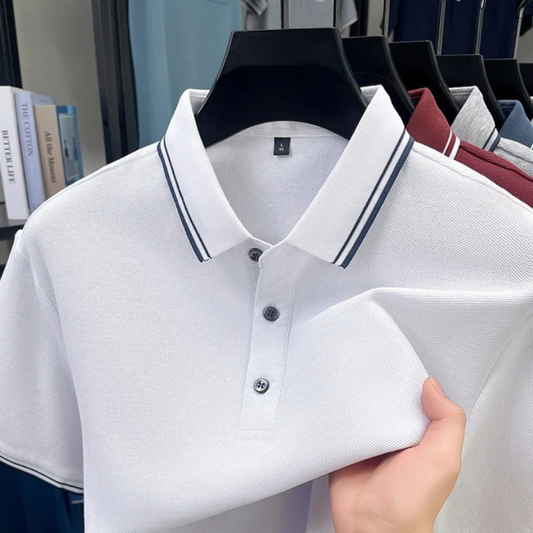 Men's Cotton Polo Shirt with Ribbed Collar