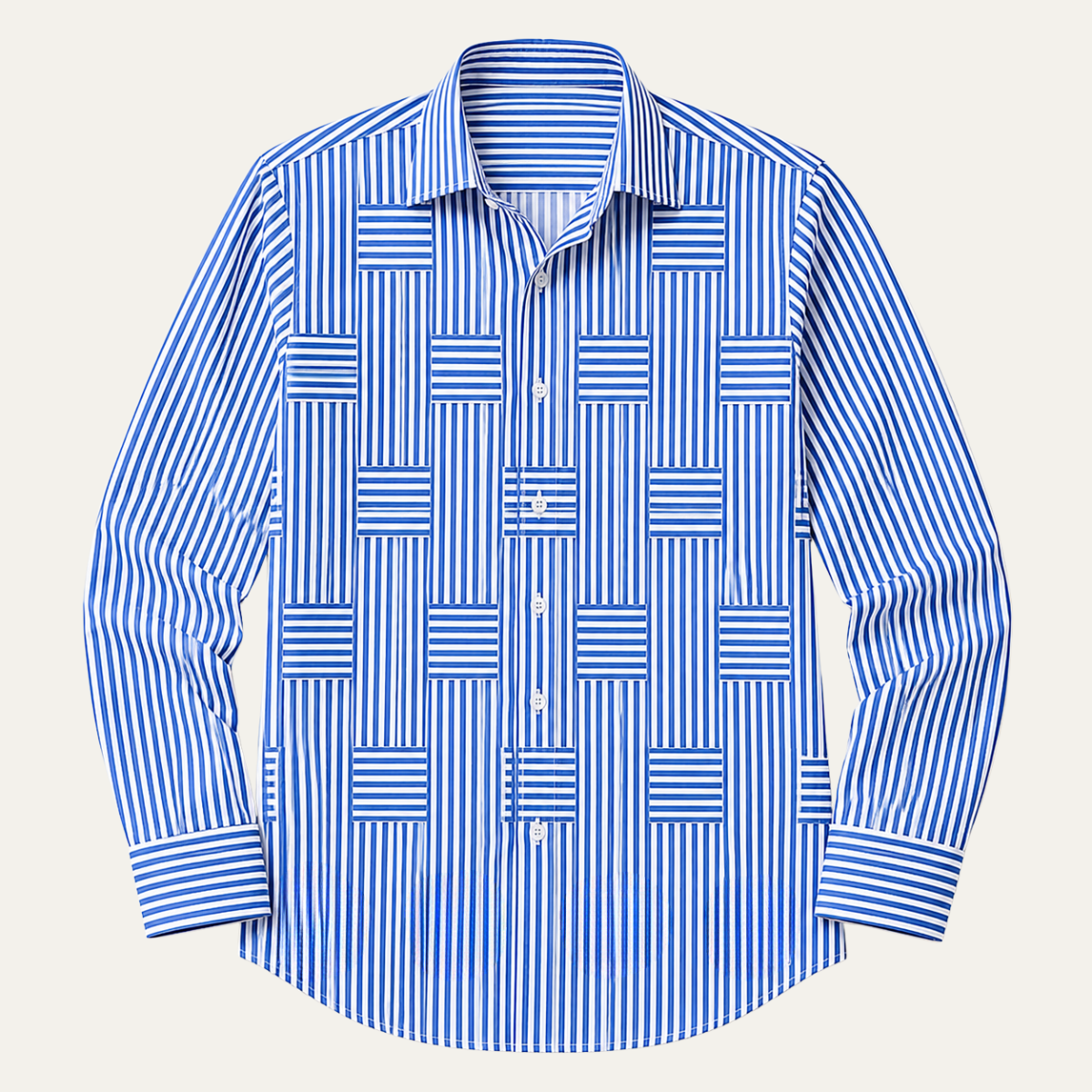 Men's Striped Shirt with Point Collar