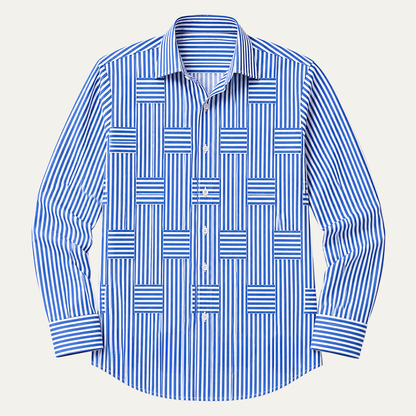 Men's Striped Shirt with Point Collar