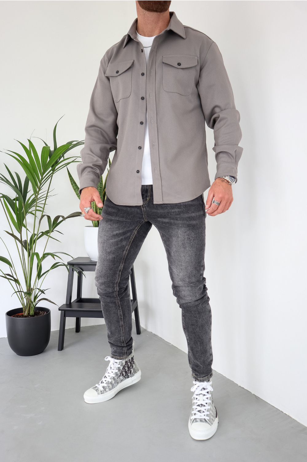 Men's Overshirt with Chest Pockets and Button Front
