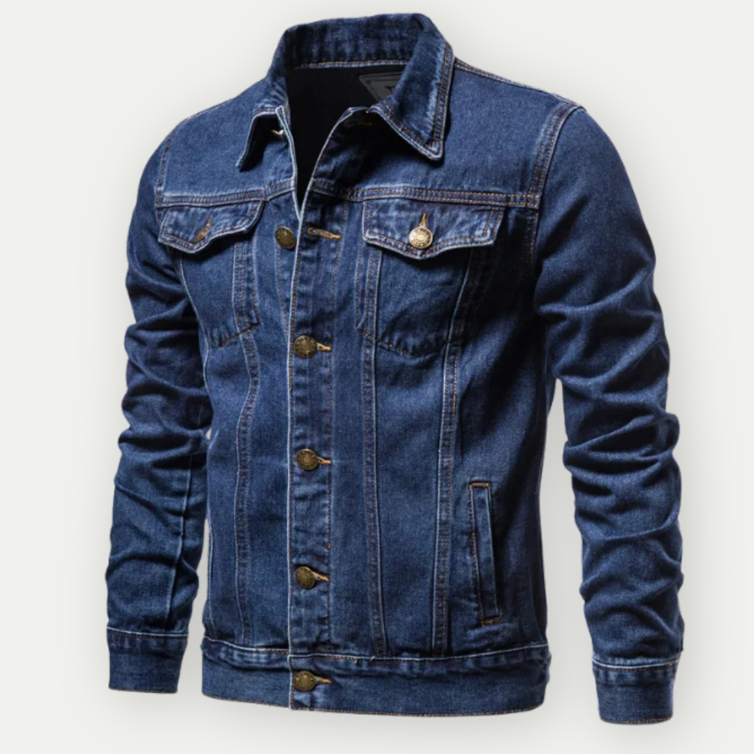 Men's Denim Trucker Jacket with Chest Pockets