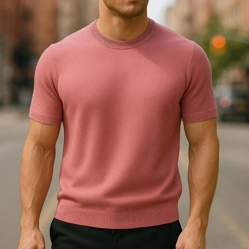 Men's Merino and Cashmere T-Shirt with Crew Neck