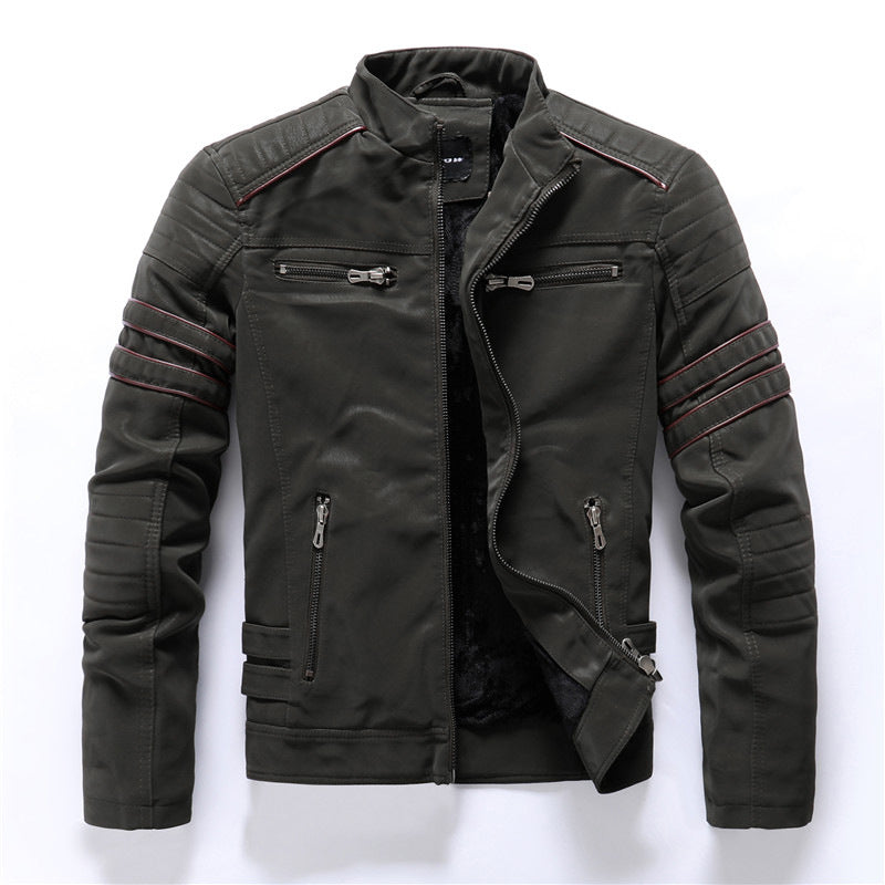 Women's Padded-Shoulder Moto Jacket with Asymmetric Zip