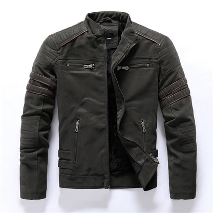 Women's Padded-Shoulder Moto Jacket with Asymmetric Zip