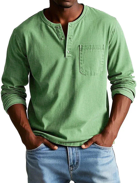 Men's Henley Shirt with Long Sleeves