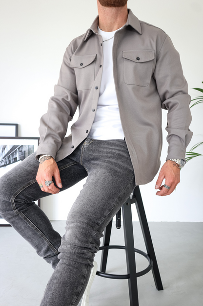 Men's Overshirt with Chest Pockets and Button Front
