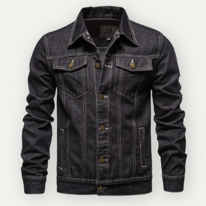 Men's Denim Trucker Jacket with Chest Pockets