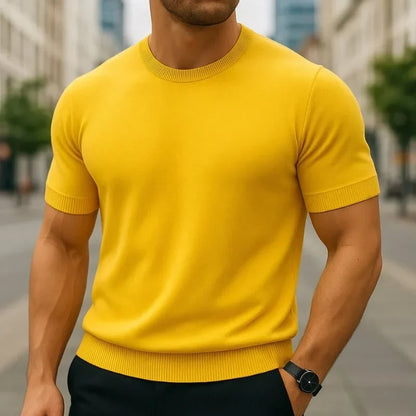 Men's Merino and Cashmere T-Shirt with Crew Neck