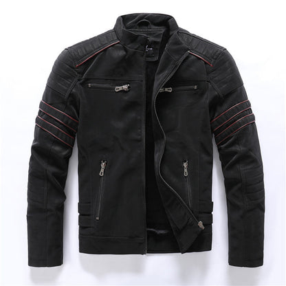 Women's Padded-Shoulder Moto Jacket with Asymmetric Zip