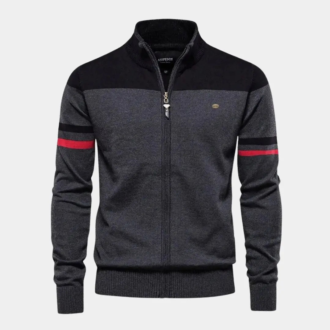 Women's Colour-Block Zip-Through Knit Cardigan
