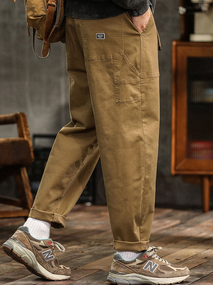 Men's Cargo Trousers with Zip Pocket and Cuffed Hem
