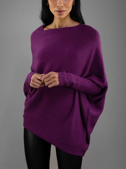 Women's Cashmere Blend Jumper with Ribbed Trims
