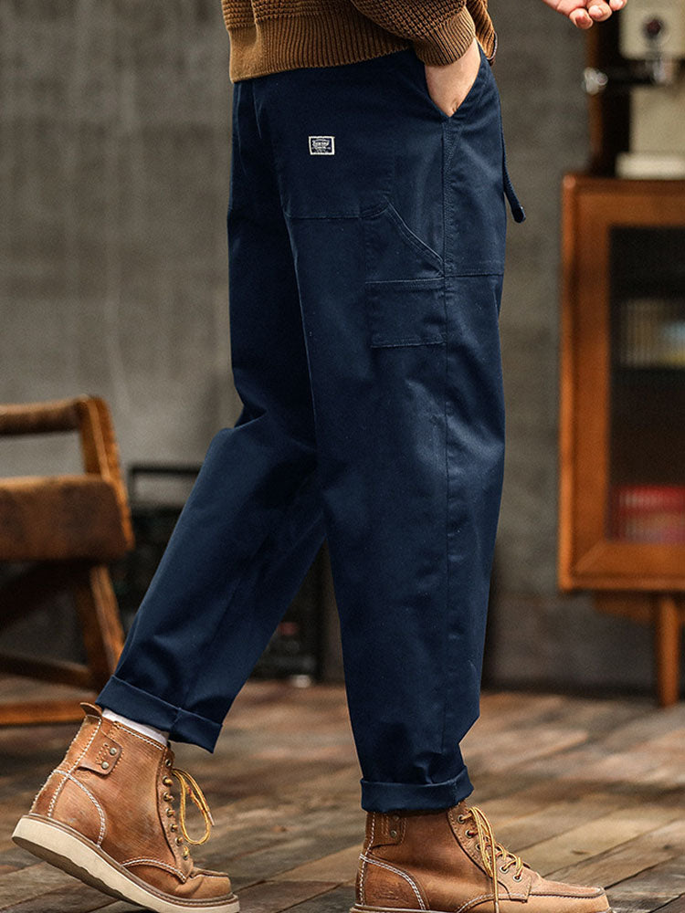 Men's Cargo Trousers with Zip Pocket and Cuffed Hem