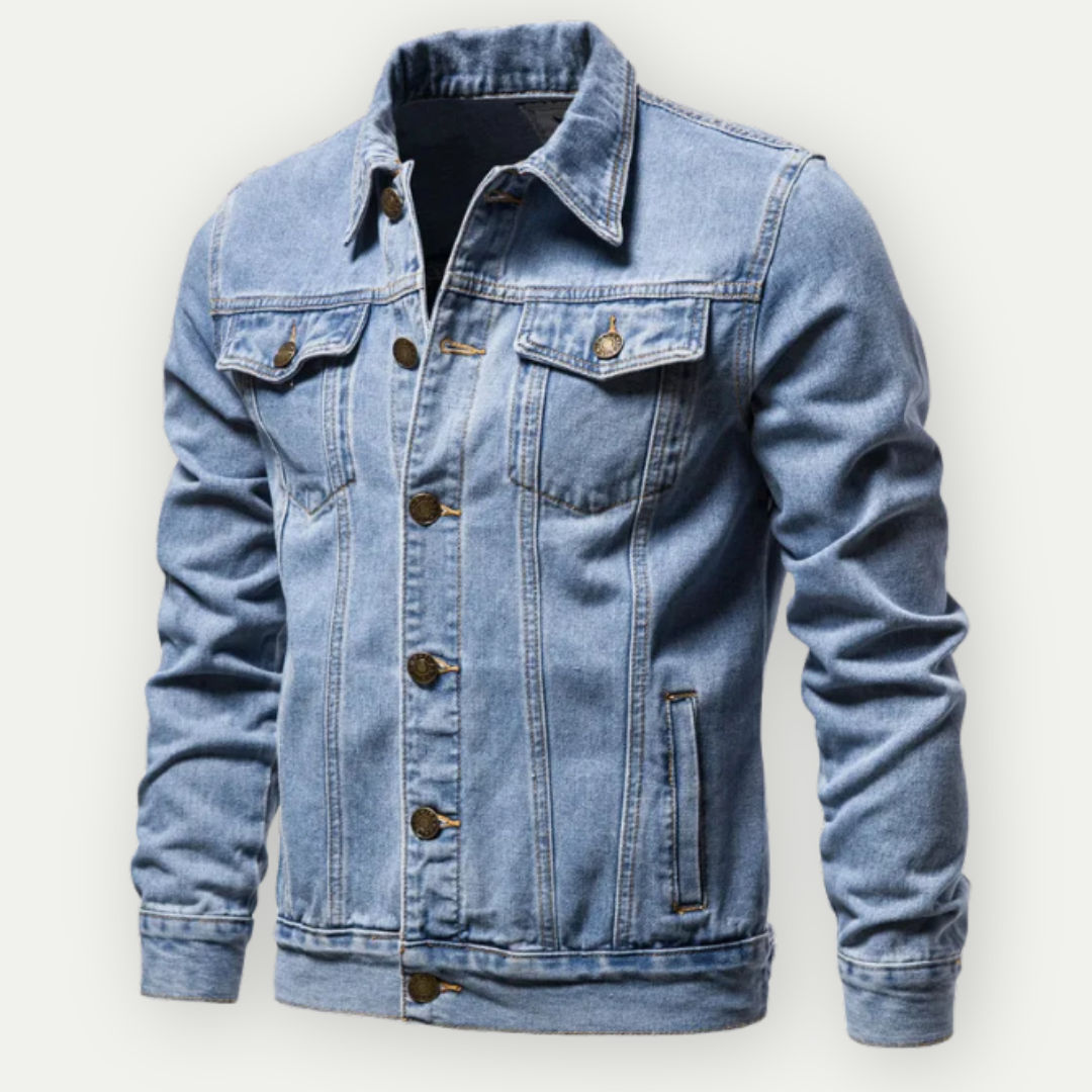 Men's Denim Trucker Jacket with Chest Pockets