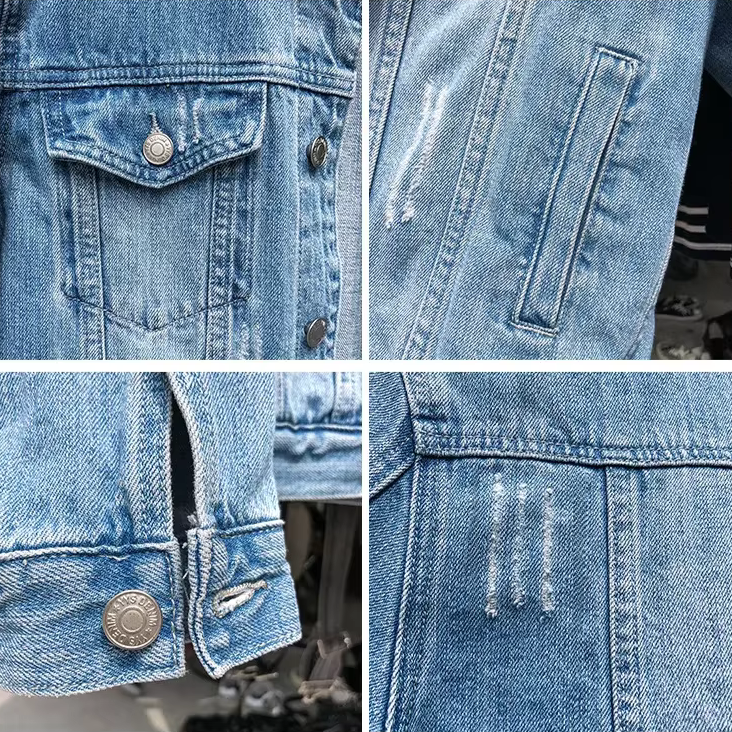 Men's Denim Jacket with Multiple Pockets
