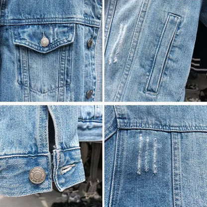 Men's Denim Jacket with Multiple Pockets