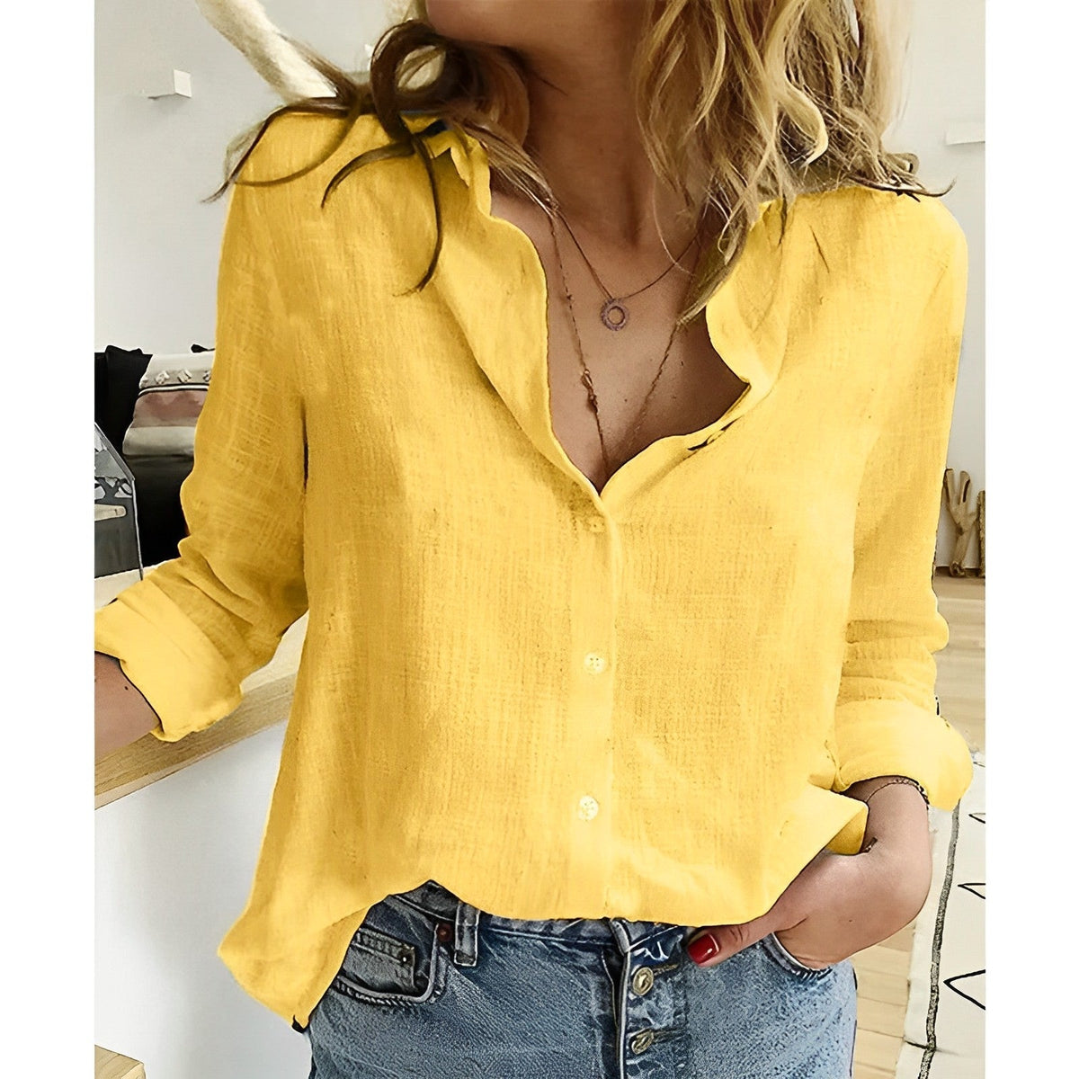 Women's Relaxed Blouse with Button Front