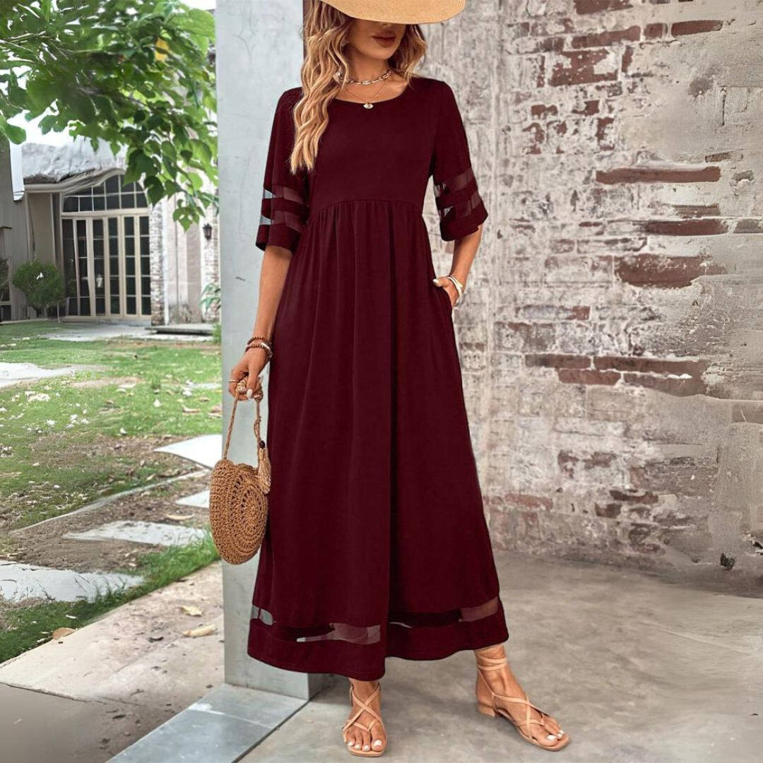 Women's Midi Dress with Gathered Front