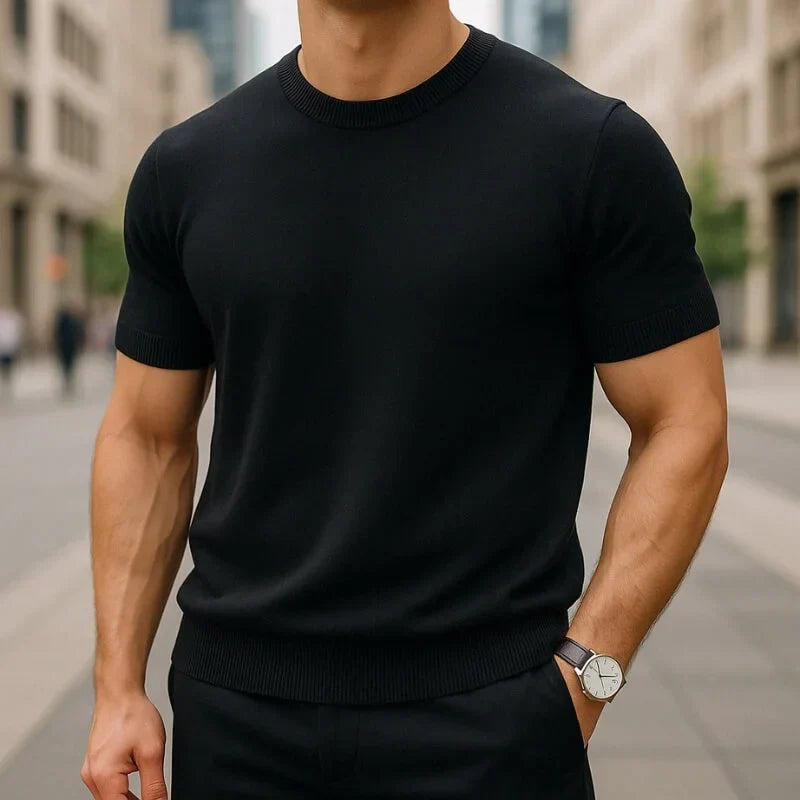 Men's Merino and Cashmere T-Shirt with Crew Neck